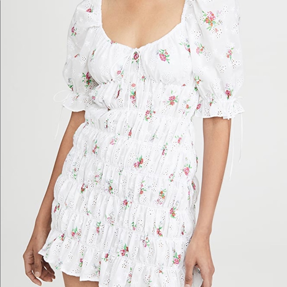 For Love And Lemons White Floral Mini Dress